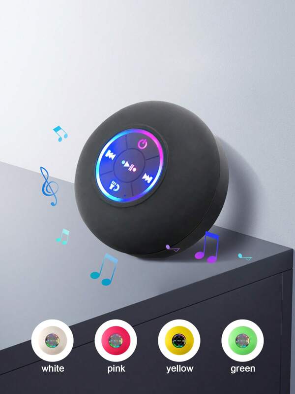 LED Lighting Waterproof Bathroom Bluetooth Speaker With Large Suction Cup, Portable Waterproof Bluetooth Speaker