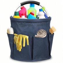 1pc Portable Cleaning Caddy With Handle And 6 Pockets - Foldable Organiser For Cleaning Supplies, Home Decor, Bathroom Storage, Outdoor Camping, Garden Accessories, Travel Essentials, And Storage Organization (Compact And Wearable Design For Household Utensils) - Multicolor - View 1