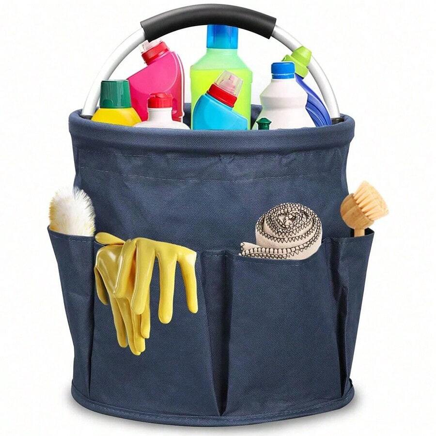 1pc Portable Cleaning Caddy With Handle And 6 Pockets - Foldable Organiser For Cleaning Supplies, Home Decor, Bathroom Storage, Outdoor Camping, Garden Accessories, Travel Essentials, And Storage Organization (Compact And Wearable Design For Household Utensils) - Multicolor - View 1