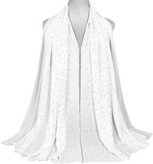 Hijab Scarf Women Soft Chiffon Long Scarf Shawl Fashion Hijab Wrap Scarves - 白色 - 查看 4