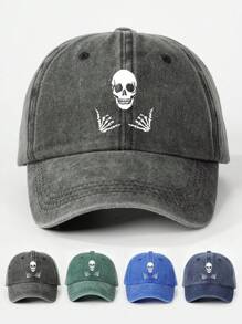 1 Peça Boné de Beisebol com Crânio e Punhos Impressos, Ajustável, Proteção Solar para Exterior, Chapéu Casual Adequado para Homens e Mulheres, Próprio para Primavera, Outono, Viagem, Praia, Estilo Y2K