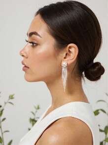 1 par de pendientes de aro exagerados para mujer con lazo de circonita incrustada, accesorios elegantes de mujer, de alta gama, para uso diario, un regalo