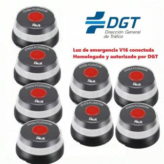 Don Feliz 8 Unidades Luz Emergencia Coche DGT 3.0 (Obligatoria) Homologado DGT con Geolocalización | Baliza V16 Conectada [Datos incluidos hasta 2038] Luz avería Coche con GPS y Base Imantada