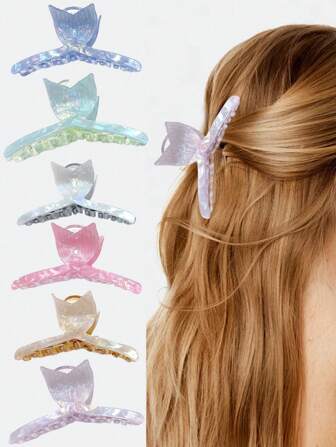 Elegant Acrylic Mermaid Tail Hair Claw Clip - Frosted Pastel Colors, 11cm, Perfect For Stylish Updos, Birthdays & Everyday Use, Hair Accessory | Elegant Hair Claw | Frosted Finis Fashion Hair Accessories Elegant Hair Clip