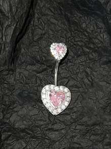 1 Stück minimalistischer Strass-Herz-Bauchnabel-Piercing-Ring, modischer sexy Körperschmuck Bauchnabel-Schmuck