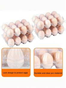 10/50pack Reusable 12-Slot Clear Plastic Egg Cartons - Simple, Practical, Can Hold 12 Eggs, Cost-Effective Purchase For Home, Farm, Market Display, Kitchen Accessories - Multicolor - View 2