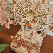 LKAPOPO 391pcs Ferris Wheel Musical Box 3D Wooden Puzzle Assembling Handmade DIY Toy Gift