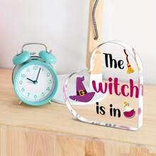 1pc Acrylic "Witch Lives Here" Heart-Shaped Sign - Witchy Home Decor, Suitable For Halloween, Birthday, Housewarming, Anniversary - Made Of Wood, Electricity-Free, Suitable For Christmas, Easter, 4th Of July - Great Gift For Women