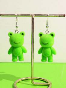 1 Pair Fashionable, Exquisite, Cute, Lively, Fun, Personalized, Versatile Cartoon Frog Dangle Earrings For Women, Suitable For Daily, Commute, Festivals, Holidays