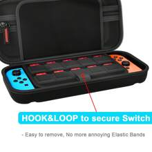 Switch Tragetasche kompatibel mit /Switch OLED, mit Schutzkoffer für 20 Spielekarten, Hartschale Reise-Tragetasche für Konsole & Zubehör, Schwarz