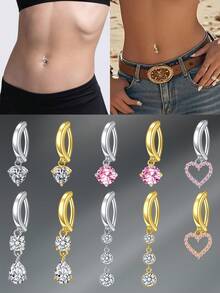 CIZME 1PC 14G 10mm Belly Button Ring, Clicker Belly Rings For Women, Stainless Steel CZ Belly Button Piercing, Reverse Navel Rings Body Jewelry, Gold/Silver, Belly Button Rings For Women 316L Stainless Steel Clicker Belly Rings CZ Heart Water Droplets Curved Reverse Navel Rings Belly Piercing Jewelry Barbell Valentines,Mom,Mother,Mother's Day,Gift - 1.6*10mm - View 13