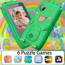 Juguete de teléfono en forma de dinosaurio para niños con cámara HD dual y juegos educativos, funda de silicona resistente a golpes, mejor regalo para niños y niñas de 3 a 12 años (con tarjeta de 32 GB)