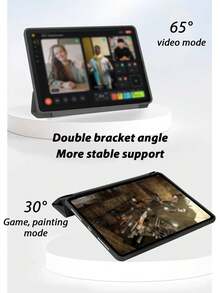 1 قطعة غطاء لوحي من السيليكون الأسود، قابل للتخصيص بالنص، متوافق مع iPad Mini4/Mini5/Mini6/Air/Air2/9.7/10.2/10.5/Air4/Air5/10.9/Pro 11 بوصة/الجيل العاشر/iPad Air 11 بوصة (M2) - 2024، Galaxy Tab A8 10.5 بوصة 2022، طباعة واضحة، حماية حافة TPU ناعمة، بدون فتحة للقلم، حامل ثلاثي الطي، نوم/إيقاظ مغناطيسي، علامة تجارية شخصية بسيطة، غطاء لوحي ثلاثي الطي ل- iPad. لا يشمل المنتج القلم. ملاحظة: النمط النهائي للخط خاضع لرسم التأثير. - الأسود - مشاهدة 7