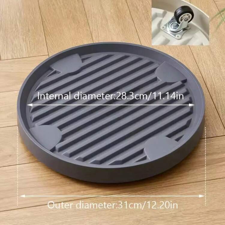 Bandeja para maceta con ruedas, bandeja redonda de plástico, soporte para maceta de flores y árboles de alta resistencia, bandejasóvilesíbles con rodillos WNGS - Gris-25,3 cm - Añade 5