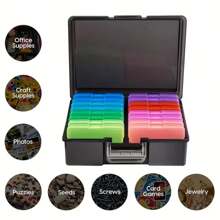4"X6" Photo Box, 16 Slots Plastic Photo Storage Container, Photo Organizer Box, Multi-Function Portable Photo Organizer, Storage Box