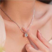 1 pieza Collar de mujer con decoración de cristales brillantes, elegante collar de gargantilla lujoso, cadena de cuello delicada y versátil de moda, estilo de
