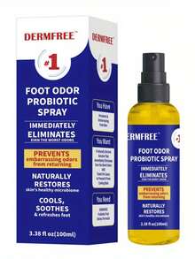 [Fast-Acting Foot Odor Eliminator] Dermree Probiotic Foot Odor Eliminator Spray, 3.38oz - Fast-Acting, Natural Formula For Fresh Feet & Shoes, Alcohol-Free With Menthol & Castor Oil, Shoe Deodorizer|Spray For Feet|Castor Oil Enriched, Feet Care Products