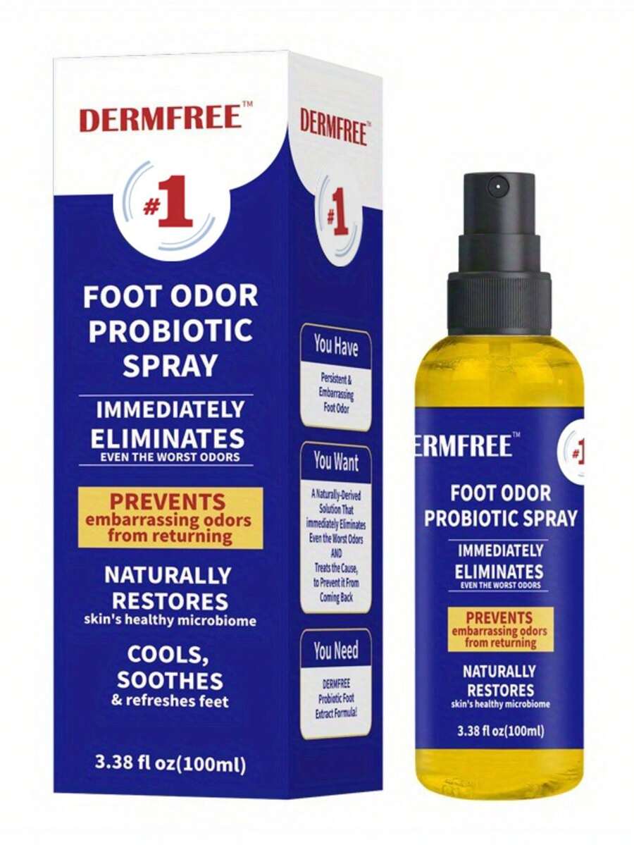 [Fast-Acting Foot Odor Eliminator] Dermree Probiotic Foot Odor Eliminator Spray, 3.38oz - Fast-Acting, Natural Formula For Fresh Feet & Shoes, Alcohol-Free With Menthol & Castor Oil, Shoe Deodorizer|Spray For Feet|Castor Oil Enriched, Feet Care Products