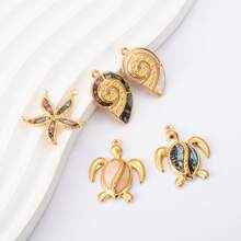 1pc 304 Stainless Steel Ocean Series Turtle, Conch, Starfish Pendant, Used For DIY Necklace, Earring, Jewelry Making