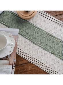 Camino de mesa bohemio, corredores de mesa de macramé para decoración del hogar, corredor de mesa de macramé crema y marrón con flecos para decoración boho de comedor, dormitorio, y fiesta nupcial rústica