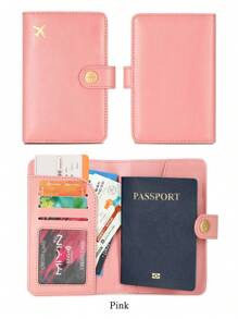 MIYIN 1 pièce Porte-passeport minimaliste accessoire de voyage - rangement pratique Porte-passeport multi-cartes en PU - fermeture par pression motif avion fournitures de vacances articles de voyage Portefeuille de passeport accessoires de voyage affaires décontractées femme et homme indispensables de voyage incontournables pour le voyage et la rentrée scolaire pour offrir à la famille, aux amis, aux amoureux