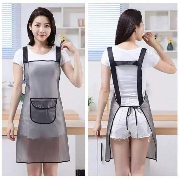 1pc Waterproof Apron, Halterneck Waist, Women's Housework, Anti-Dirt And Dust-Proof