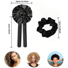 2 Stücke Haaraccessoires Set: Damen einfarbige Schlafmütze mit 1 Stück passenden großen Scrunchie, weich atmungsaktiv und einstellbar für Dusche, Make-up, Gesichtsmaske, Zuhause oder Hotel-Nutzung