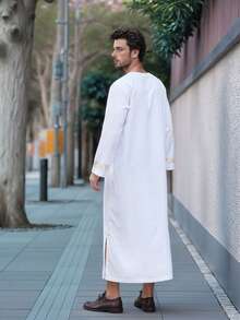 Islam Kaftan Muslim Men Clothing Moroccan Caftan Hand Printing Loose And Breathable Djellaba