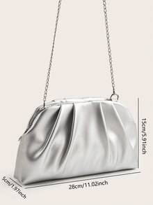 Vintage Solid Color Zipper Clutch,  Suitable For Women, Applicable For Wedding, Party, Prom, Evening Events,Bride - Silver - View 8