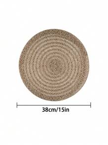 1/4 Stücke Jute + Polyester 15-Zoll Runder Platzdeckchen, rustikales minimalistisches Design, wärmeisolierend rutschfeste dekorative Tischdecke, geeignet für Feiertage und Partys