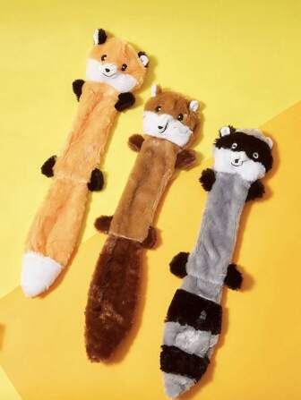 PETSIN 1pc Pet Plush Squeaky Toy, Raccoon & Squirrel Shaped Chew Toy, Durable Dog/Cat Teething And Biting Toy For Self-Play And Training