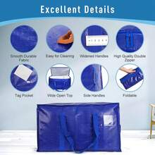Suministros de Mudanza Bolsas de Embalaje Extra Grandes y Resistentes con Cremalleras y Asas de Transporte Fuertes, para Mudanza y Almacenamiento de Ropa de Armario, Mantas, Colchones, Utensilios de Cocina, Platos y Vasos (Juego de 4) - Paquete de 4, azul - Ver 6