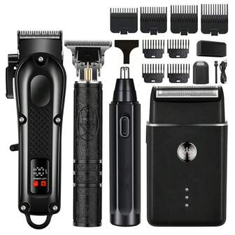 4-In-1 Rechargeable Electric Grooming Kit For Men - Hair Clipper, Electric Shaver, Beard Trimmer, Ear & Nose Hair Trimmer Set, USB Charging - Holiday Or Father's Day Gift