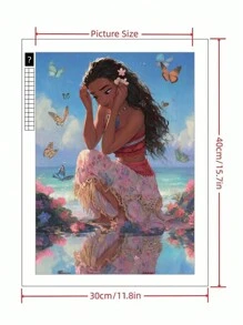 Disney 5D Diamant-Malset, Schmetterling umgebener Prinzessin Moana Cartoon Muster, handgemachtes Leinwandbild, DIY Mosaik-Stickerei Handwerkskunst, Heim-Wanddekoration, Geschenke