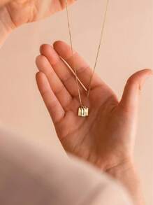 S925 Sterling Silver Personalized Letter A-Z Plate Necklace, Women DIY Jewelry, Suitable Gift For Mother's Day, Anniversary, Birthday For Mom/Girlfriend