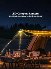 1 Piece Multi-Functional Warm Light/Color Light/Stepless Dimming Ultra-Thin Rechargeable Camping Light Outdoor-Style Plastic Material Circular Light Emitter With Attached String Lights Featuring SOS Mode And Timing Function USB Rechargeable Camping Light Set Suitable For Outdoor Camping And Nighttime Lighting Scenarios