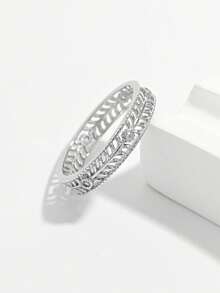 1pc Elegant & Fashionable 925 Silver Hollow Olive Branches Design Cubic Zirconia Ring, Romantic & Charming For Women, Great For Dates, Parties, Gift On Valentine's Day