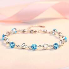 Disney 925 Sterling Silver Bracelet, Ocean Heart Bracelet, Simple Adjustable Bracelet Jewelry, Valentine's Day Gift, Holiday Gift