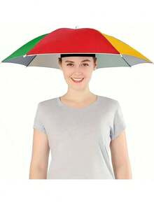1pc Umbrella Hat, Suitable For Camping And Fishing, Elastic Headband Umbrella Hat, UV Protection