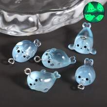 10pcs Glow-In-The-Dark Mini Seal/Sealion Resin Pendant Charms, DIY Jewelry Accessories, Necklace/Earring/Keychain - Multicolor - View 1
