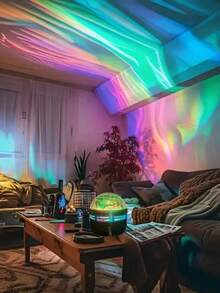 1pc Aurora Night Light - Northern Lights Projector With Remote Control - Room LED Lamp, Mini Night Light Projector Ambience Lighting For Bedroom/Ceiling/Party Decor - Multi-color light - View 6