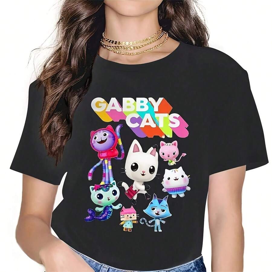 Baby Box Cats Wo Shirts Gabby's Dollhouse Gabby Cartoon Oversized T-Shirt Kawa Vintage Female Blusas220G Heavyweight Cotton T-Shirt For And Wo – Crafted From Thick, Breathable Pure Cotton For Lasting Comfort And Durability. Perfect For Work, Gym, Travel, Casual Outings, Outdoor Sports, And Layering In All Seasons. Great For School, Streetwear, Or Just Relaxing At Home. Tops For Wo Vintage Clothes Wo Clothes Wo Vintage Wo Tops Mujer Cute Tops Wo Cotton Wo Clog Halloween Camisas Summer Clothes Wo Casual Punk Western Tops Wo Fourth Of July Outfit Kpop Cowboy Outfits For Wo Ry Ropa 100% Cotton Y2k Ing Cute Gothic Wo Clothes Black And White Top Vintage Tops Cloth For Wo White Goth Inawly Retro Clothes For Wo Korean Fashion Wo Camisas Para Mujer,S - Black - View 1