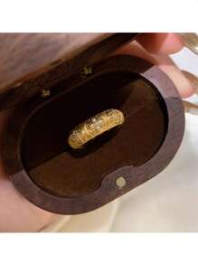 1 pieza Anillo abierto de acero inoxidable con trébol de cuatro hojas púrpura y circonita, anillo de nicho de alta gama con delicada sensación premium