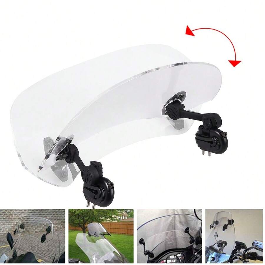 Motorcycle Extension Windshield Clear Adjustable Clip On Wind Deflector Spoiler