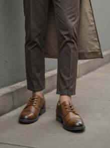Zapatos Derby casuales para hombres, suela de goma cómoda, estilo de bloques de color retro, zapatos para el trayecto diario y caminar