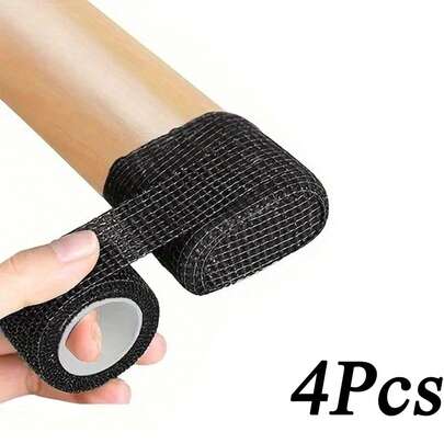 4卷自粘式椅腿保护套，防滑降噪经典椅套，局部清洁密封设计，适用于桌子、椅子、沙发，防滑耐磨，隔音保护套，可裁剪成多块。（使用前请阅读说明书）