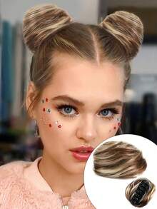 1 Pc Women's Hair Buns Synthetic Straight Curly Mini Chignon Claw Clip Chignon Hair Messy Buns Updo Claw Clip In Hairpiece For Women - Multicolor - View 16