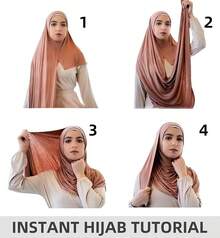 Pre-Sewn Instant Slip-On Modal Jersey Hijab Scarf Wrap Women - Đỏ sẫm - Xem 6
