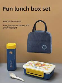950ml Bento Box, tragbare Trinkflasche und Lunchbeutel, Snack- und Lebensmittelbehälter, tragbar, auslaufsicher, geeignet für Küchenlagerung und -organisation, Mittagessen, Schülerrückkehr zur Schule, Picknick, Camping, Zubehör