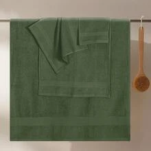 Ultra Soft 8-Piece Towel Set -% Ring Spun Cotton, 2 Oversized Bath Towels 27x54, 2 Hand Towels 16x28, 4 Wash Cloths 13x13 - Daily Use, Hotel & Spa - Olive Green, Luxury Towel Set - 黑色 - 查看 8